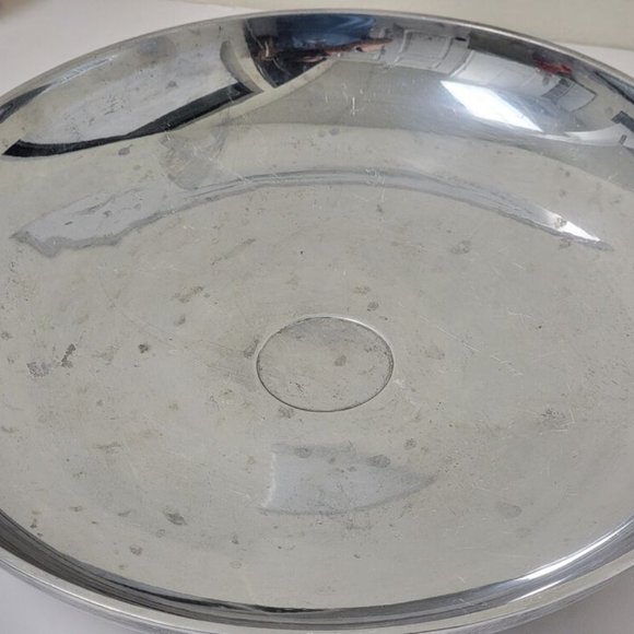 Vintage VERA WANG WEDGEOOD Metal SERVING BOWL Platter Large SILVER PLATED - Picture 5 of 7